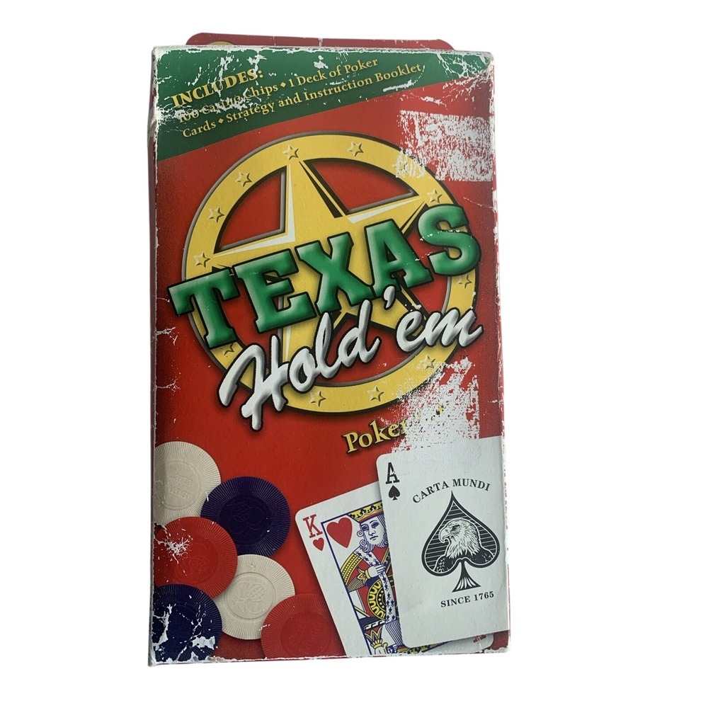 Cartamundi Texas‎ Hold'em Poker Set 100 Chips Deck of Cards Instruction Booklet